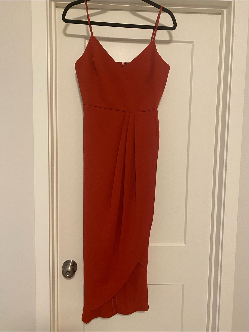 Lulu's Rust Red Spaghetti Strap Midi Dress